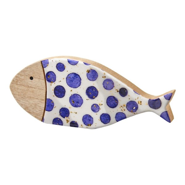 Fisch Holz 19cm 3St. weiß/blau/natur, wß/bl/nat.
