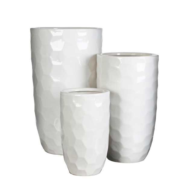 Vase Keramik S/3 H25/35/45cm D12/16/22cm, weiß