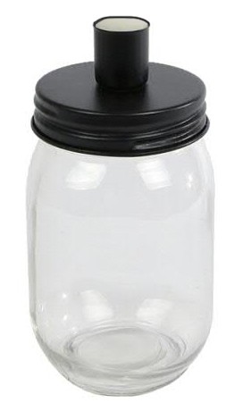 Glas Kerzenhalter 8x15,5cm für Stabkerze, klar/schw.