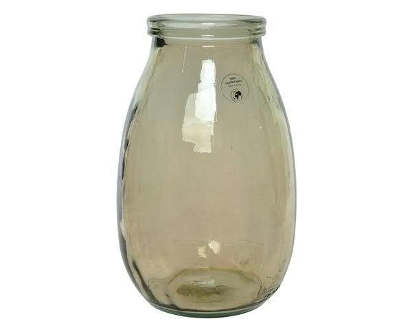 Glas Vase D18H28cm Recycling, braun