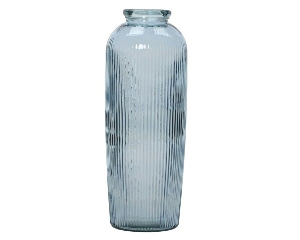 Glas Vase D30H70cm Recycling, hellblau