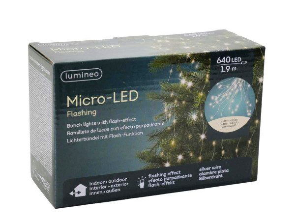 Microlichterkette 640LED 190cm Bündel 25% Flash lights, outdoor ww