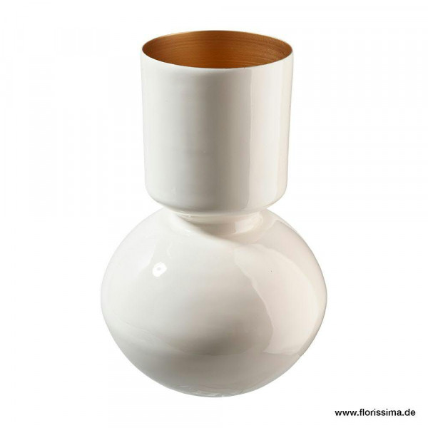 Vase Metall D18H26cm bauchig, weiß