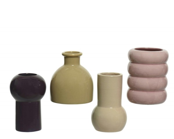 Vase Porzellan 8x8x12cm sortiert, rosa/beige