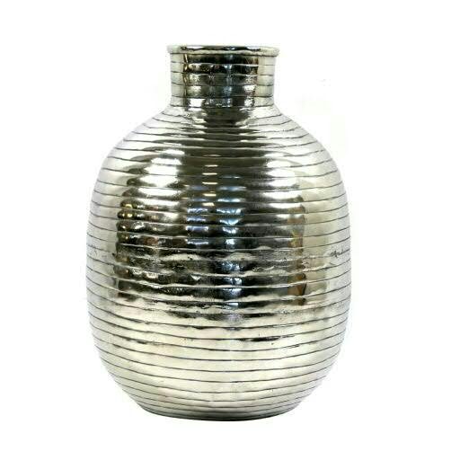 Vase Metall 9x20x28cm, silber