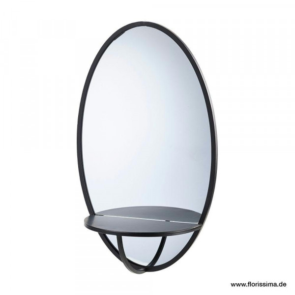 Spiegel SP Metall 32x14x52cm oval mit Ablage, schwarz