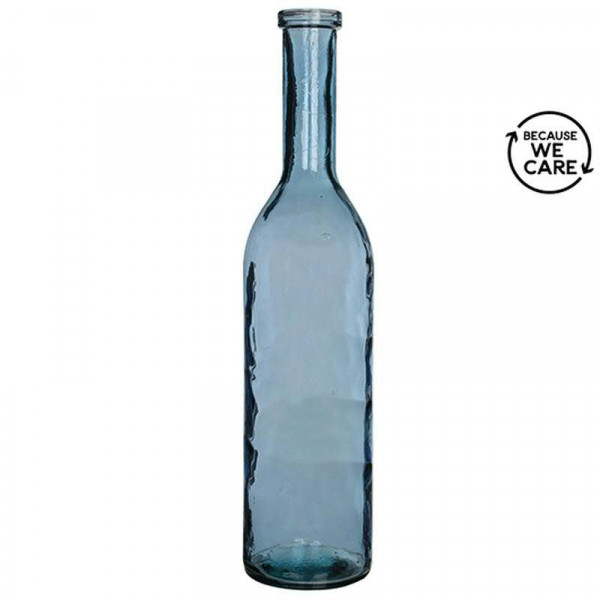 Glas Flasche H100D21cm, h.blau