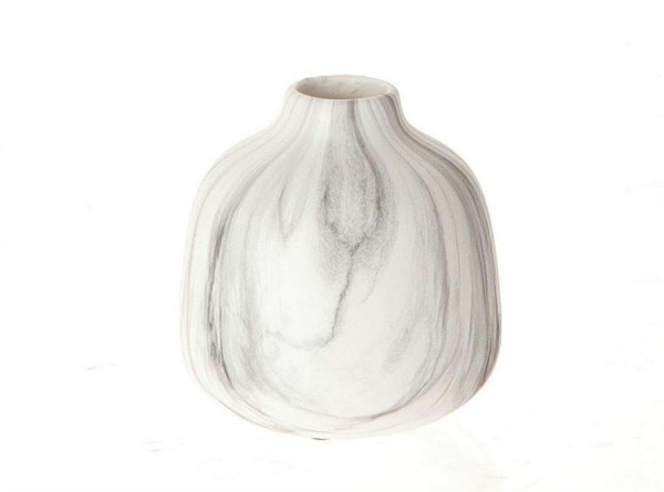 Vase Keramik D12,5H12,5cm, weiß/schw