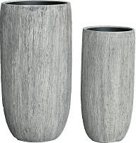 Vase FS160 H80/65cm 2er Satz m.E., Holz grau