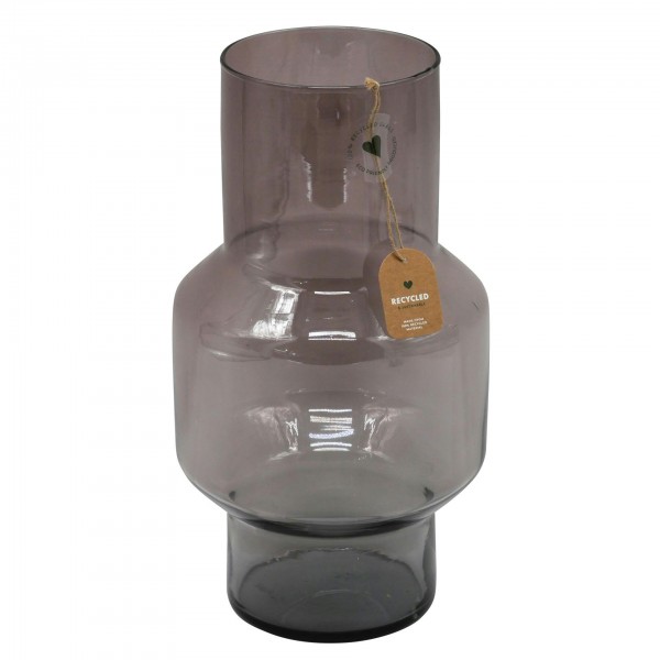 Glas Vase D19H39cm Recycling, purple