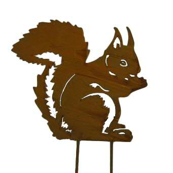 Eichhörnchen Metall 25cm zum Stecken, rost