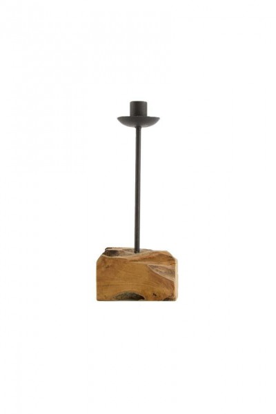 Kerzenhalter Holz/Metall 11x7,5x28cm Teakholz, natur