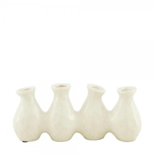Vase Keramik x4 28x6x12cm, weiß
