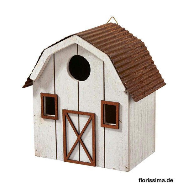 Vogelhaus Holz 2St.18x12x20cm nur für Dekozwecke, weiß/natur