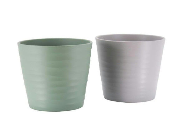 Kübel Keramik 442/17cm Wave, grün/grau