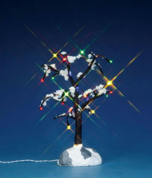 Snowy Dry Tree medium 16x11x12cm beleuchtet Ein/Aus-Schalter