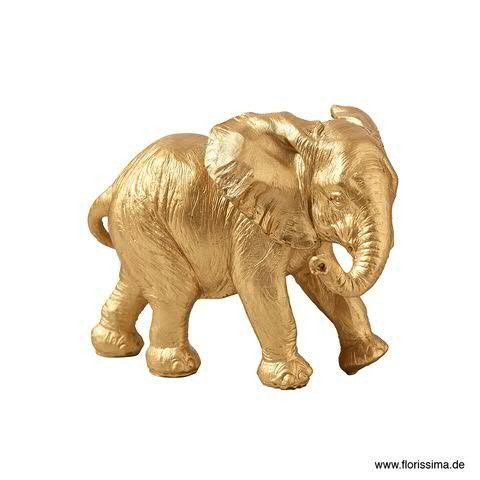 Elefant Poly 17x14cm, gold