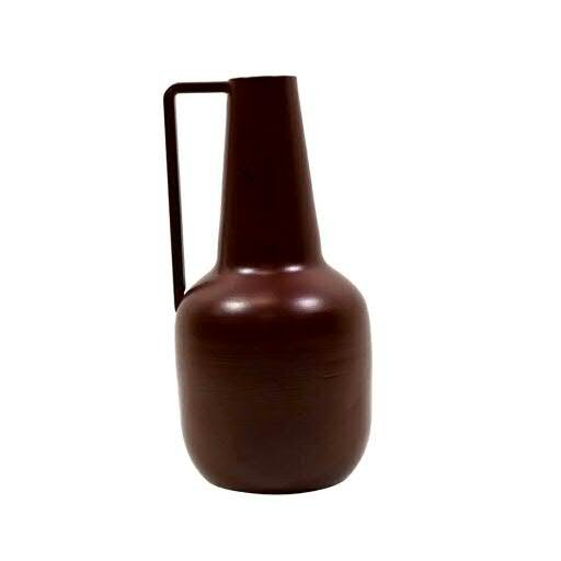 Vase Metall 9x3x20cm mit Henkel, rot