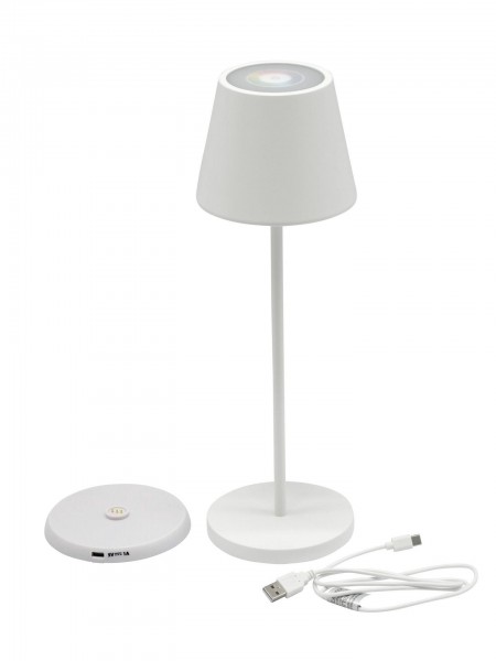 LED Lampe 35cm outdoor Farbwechsel mit USB-C Ladestation, weiß