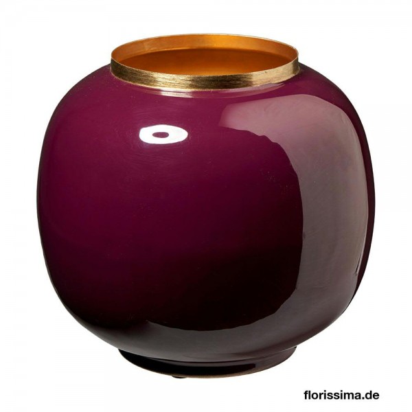 Vase Metall SP D22H20cm mit Goldrand, aubergine