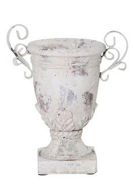 Pokal Keramik 18x13x22cm, creme/weiß