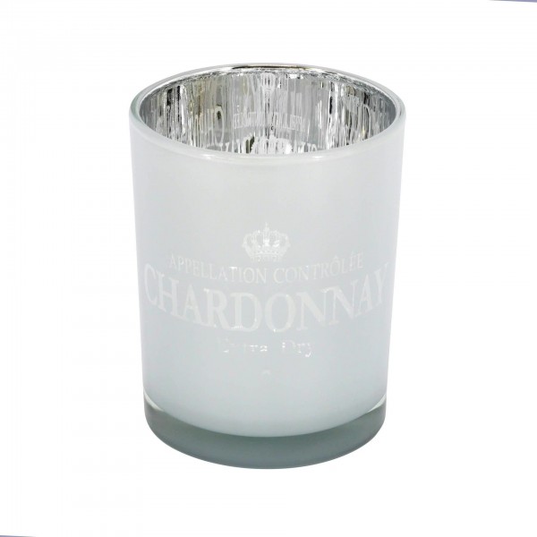 Glas Windlicht H12D9,5cm Chardonnay, weiß