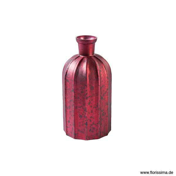 Glas Flasche SP D10H23cm glänzend, rot