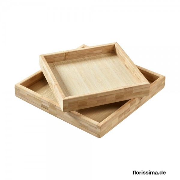 Tablett Holz S/2 25x25/20x20cm Aktionspreis!, natur