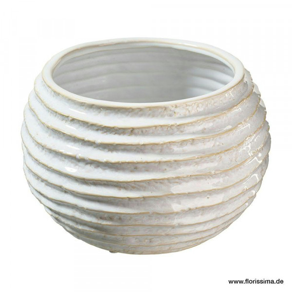Kübel Keramik SP D24H15,5cm gerillt, weiß