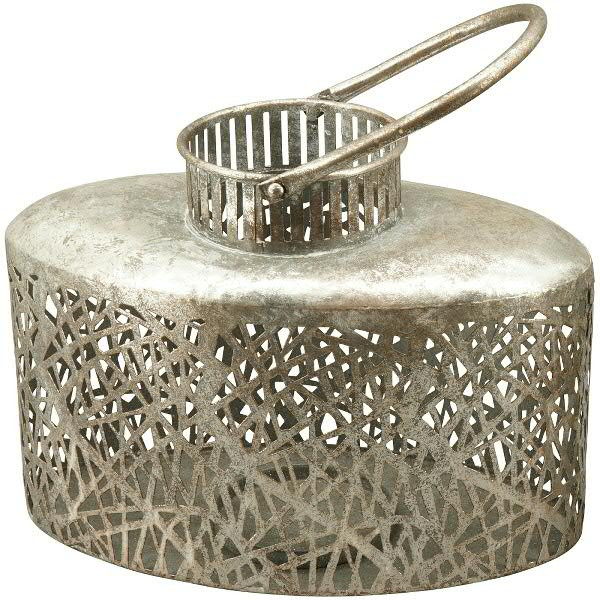 Laterne Metall SP 28x15x20cm oval, silber