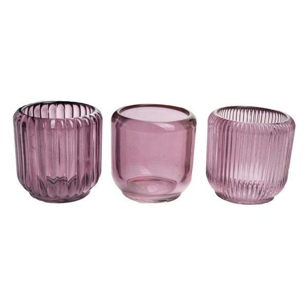 Glas Teelicht D8,5H8,5cm 3-sortiert Aktionspreis!, pink