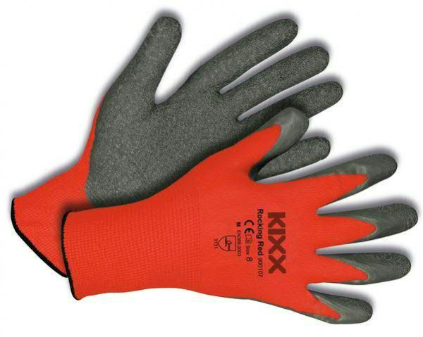 Handschuhe Gr.09 Nylon/Latex, rot/grau