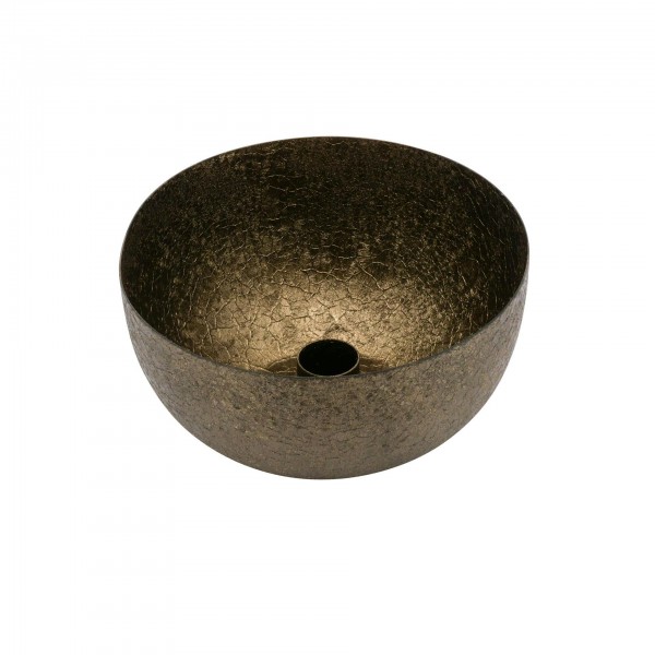 Kerzenhalter Schale Metall D15H7cm für Stabkerze D2,8cm, braun
