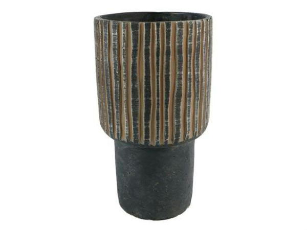 Vase Keramik D14H25,5cm, dkl.grau