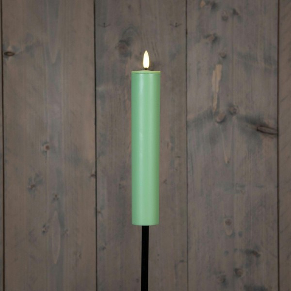 Solar Kerze D4H21cm auf Stab 76cm, grün