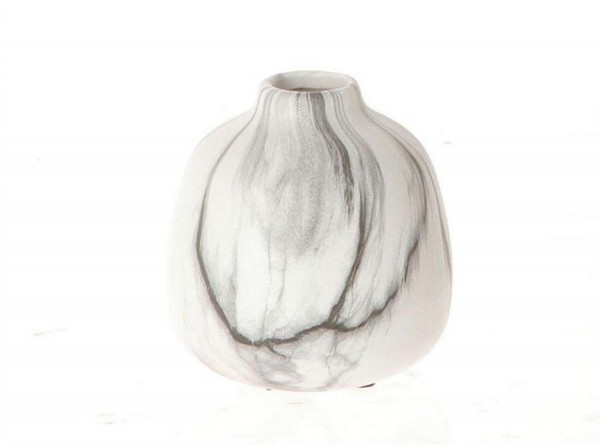 Vase Keramik D10H10,5cm, weiß/schw