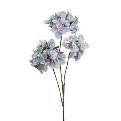 Hortensien Zweig 65cm 3 Blüten, hellblau