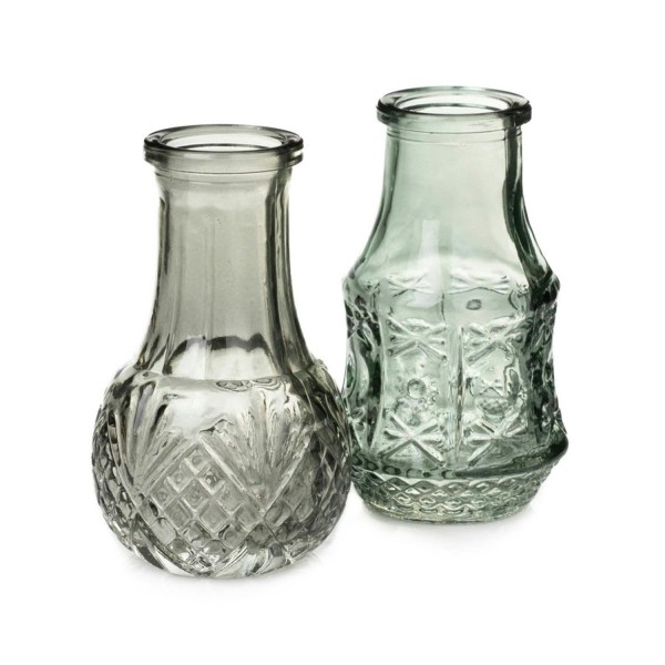 Glas Vase D5H8cm sortiert, grün