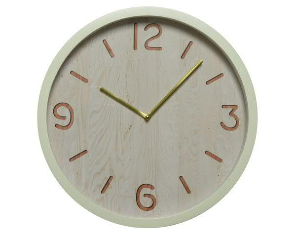 Uhr Holz SP D40cm, weiß