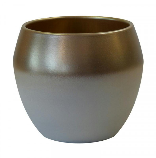 Kübel Keramik 650/19cm, weiß/gold