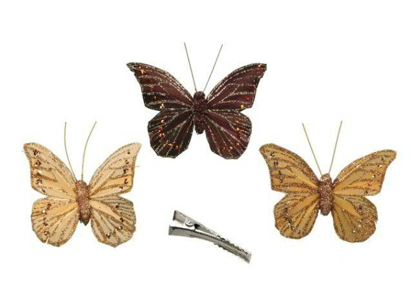Schmetterling SP 10x6,5cm sortiert Cli creme/braun/beige, cr/bn/bei