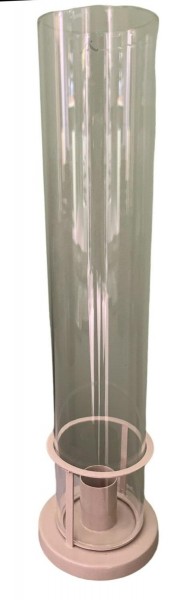 Kerzenhalter Glas/Metall D9H32cm Glaszylinder D5H30cm, cremeweiß