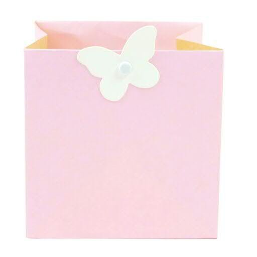 Tüte Papier 12x12x12cm Schmetterling, pink