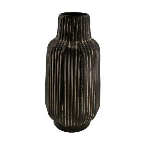 Vase Metall D19,5H39,5cm antik wash, schwarz