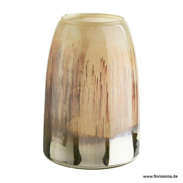 Glas Vase H21D16cm, braun/silb