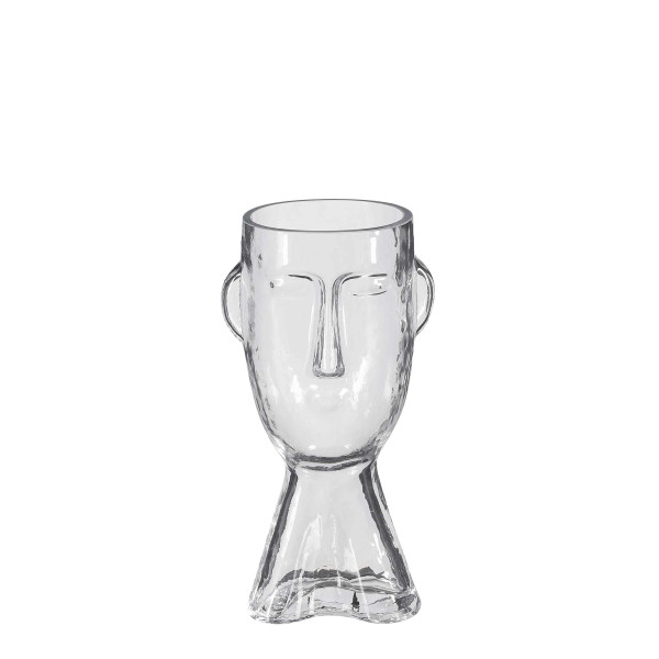 Glas Vase SP D12H24cm Gesicht, klar