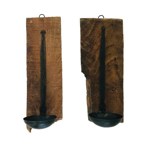 Wandkerzenhalter Holz/Metall 13x47cm antik, braun