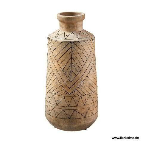 Vase Keramik D14,5H30cm, grau/schw.