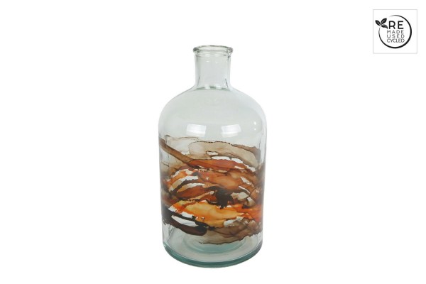 Glas Flasche D12H22cm Recycling, klar/orang