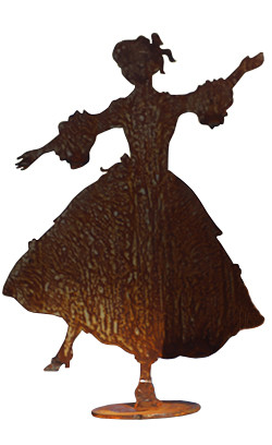 Rost Tänzerin H27B19,5cm auf Platte mit ausgestreckten Armen